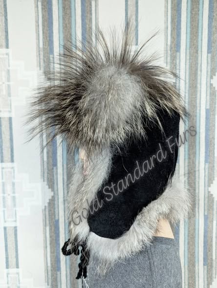 Rare Black Wolf Trapper Hat