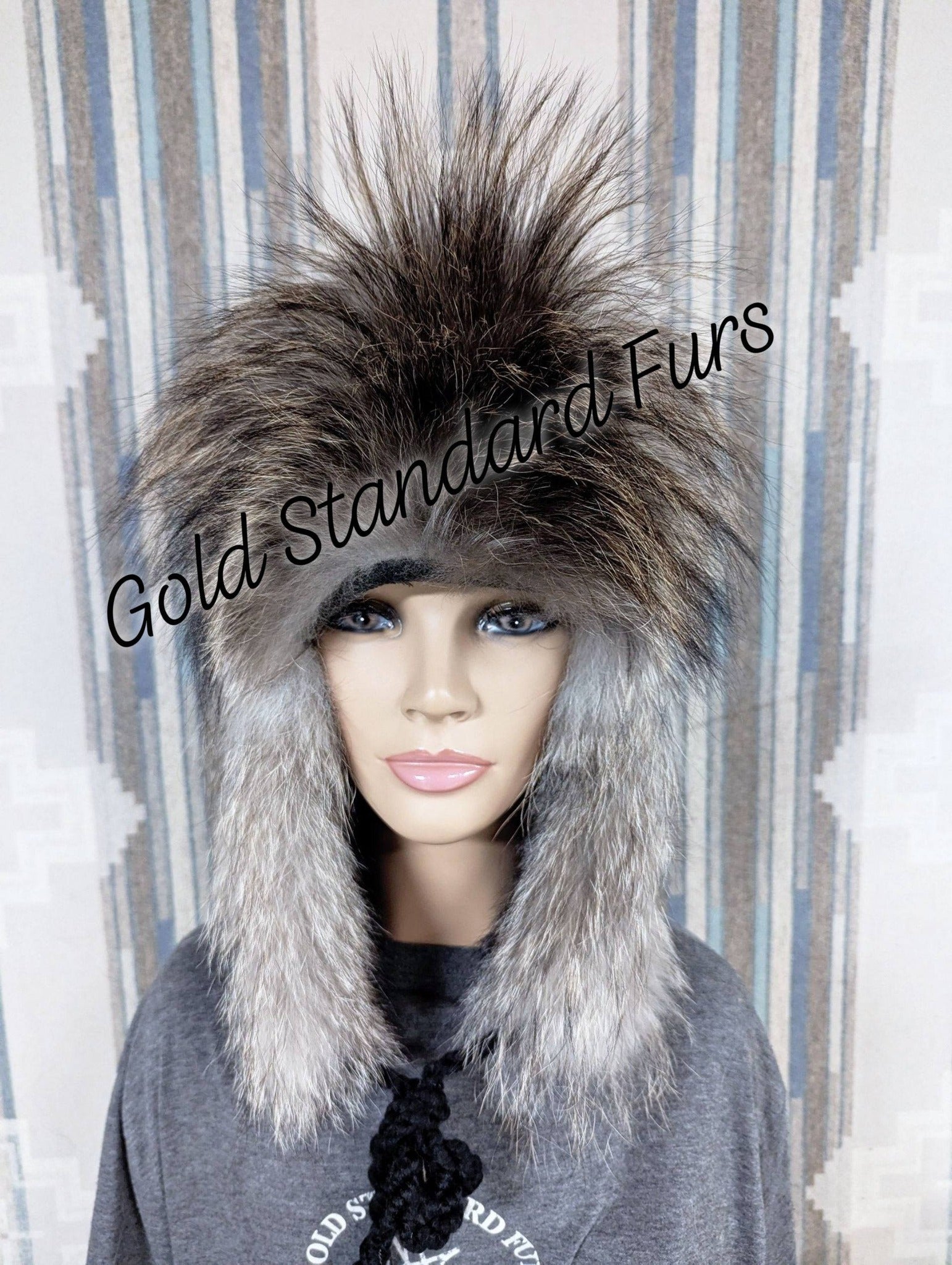 Rare Black Wolf Trapper Hat