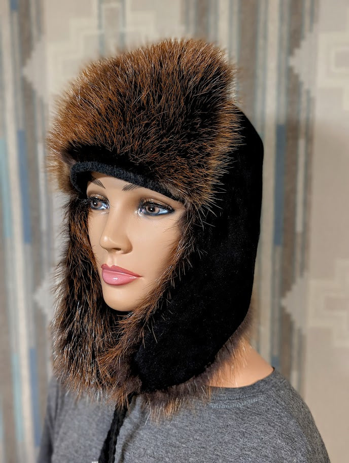 Black Beaver Trapper Hat