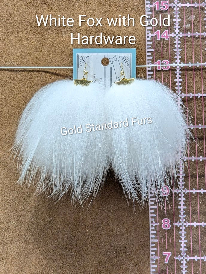 White Fox Fur Earrings