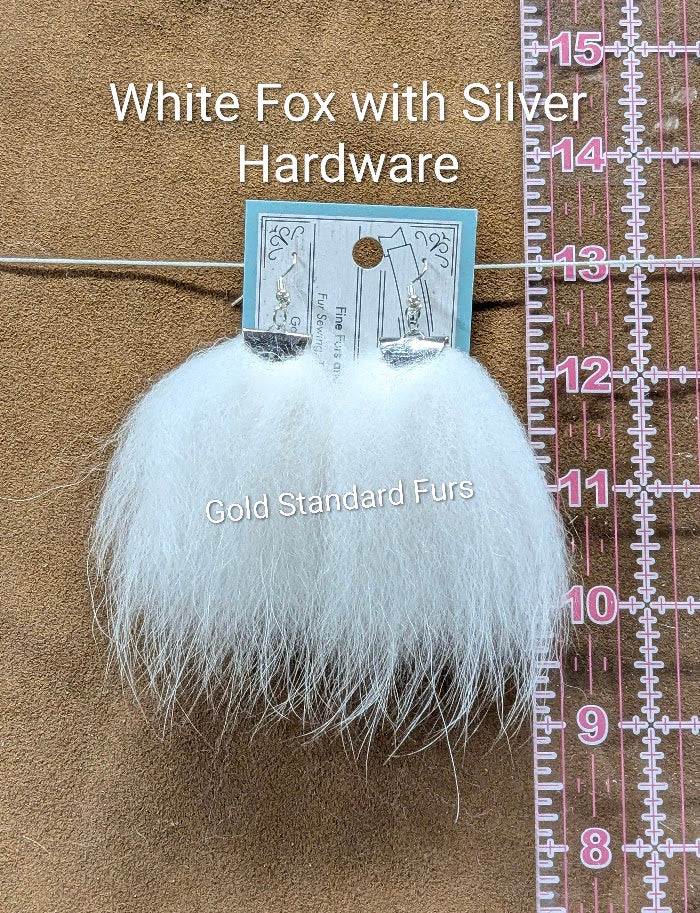 White Fox Fur Earrings