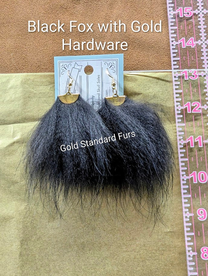 Black Fox Fur Earrings