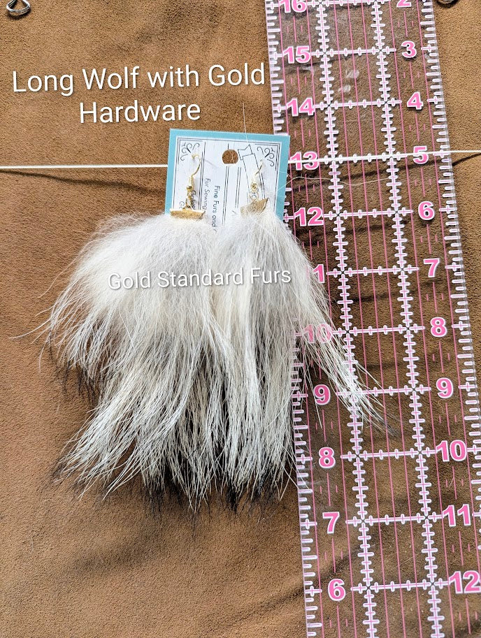 Long-Hair Wolf Fur Earrings