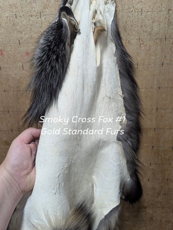 Smoky Cross Fox Pelt – Open Skinned